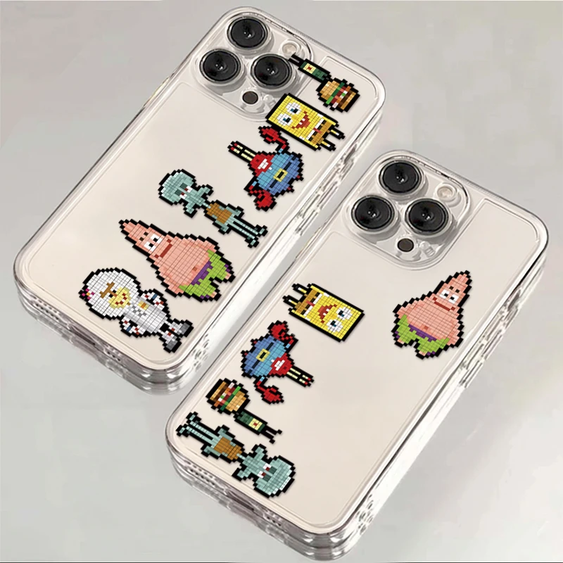 小众风像素海绵宝宝iphone15/13苹果14手机壳华为vivo小米oppo套