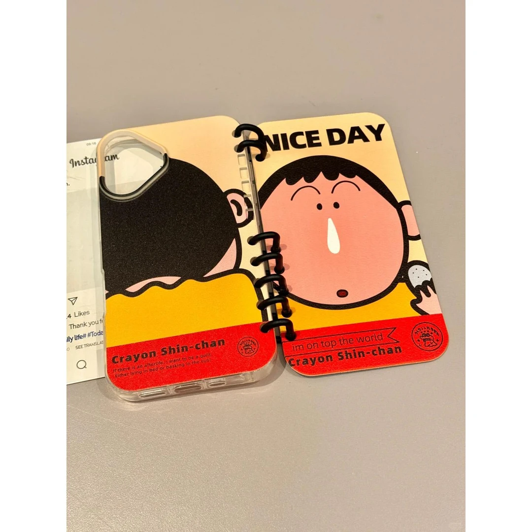 Lucky屁屁小新啊呆适用iPhone16/15pro苹果13/14翻盖手机壳12套