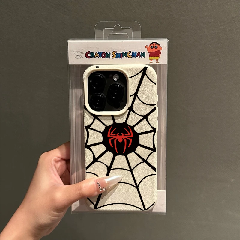 蜘蛛侠标签适用iPhone15/14Promax荔枝纹苹果13/12Pro手机壳11套