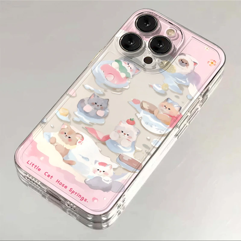 可爱雪地猫咪适用iphone15苹果14手机壳13华为vivo小米oppo软12套