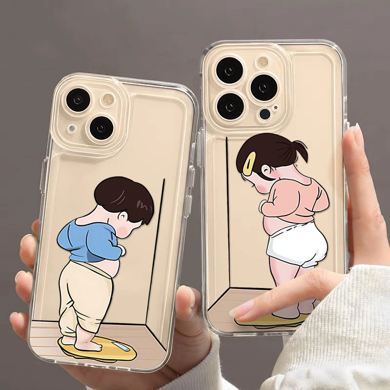 可爱减肥男女孩适用iphone15/13苹果14手机壳华为vivo小米oppo套