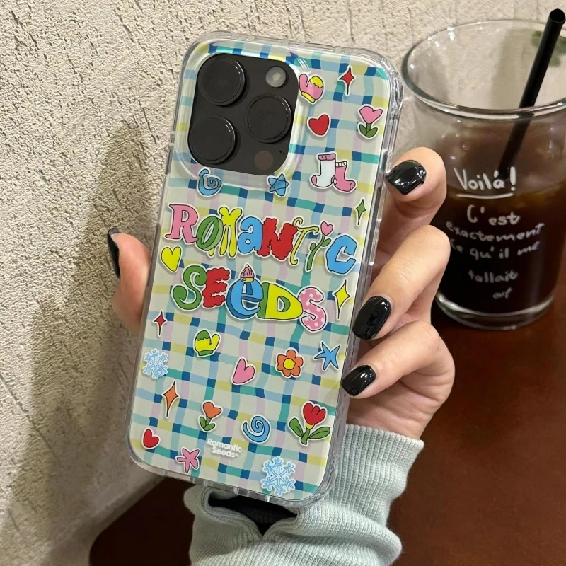 奥菲顿彩色涂鸦英文适用iPhone16/15pm高透14手机软壳苹果13/12套