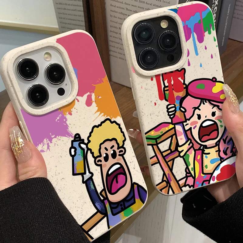 情侣彩绘作画男女适用iPhone15/14promax手机壳11苹果13/12软套xr