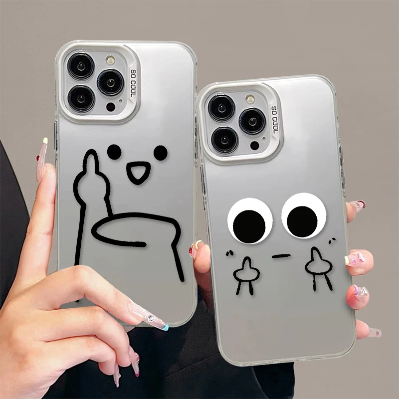 奥菲顿中指大眼表情适用iphone15手机壳苹果14华为vivo小米oppo套