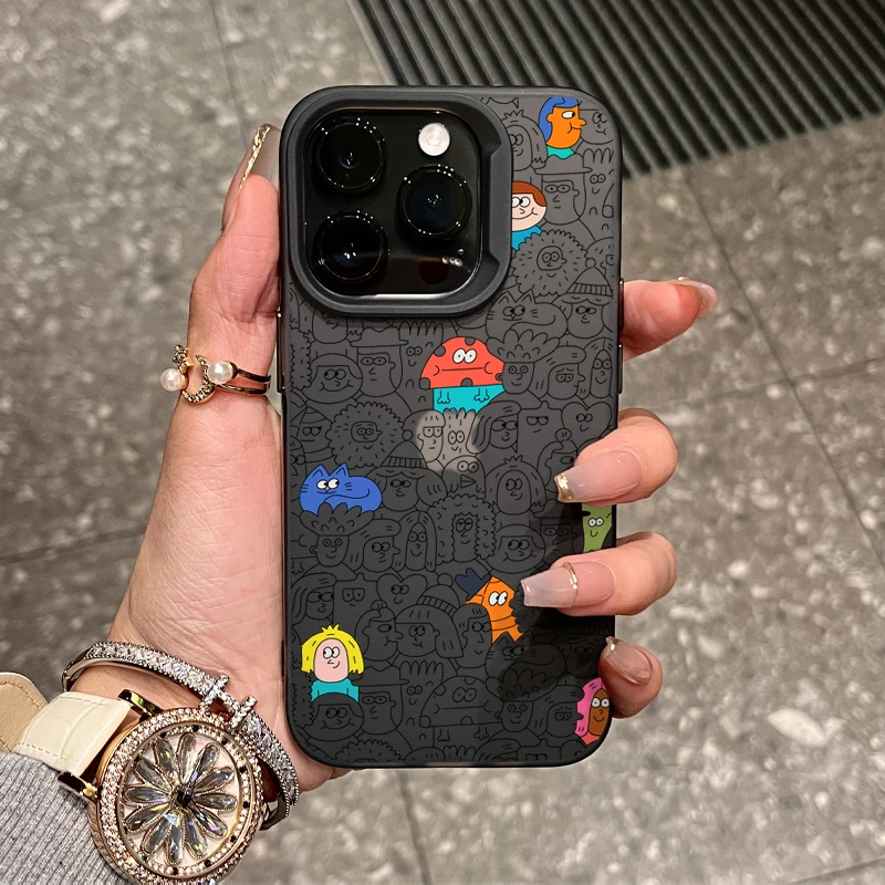 奥菲顿创意线条小人适用iPhone15/14promax手机壳11苹果13/12软壳