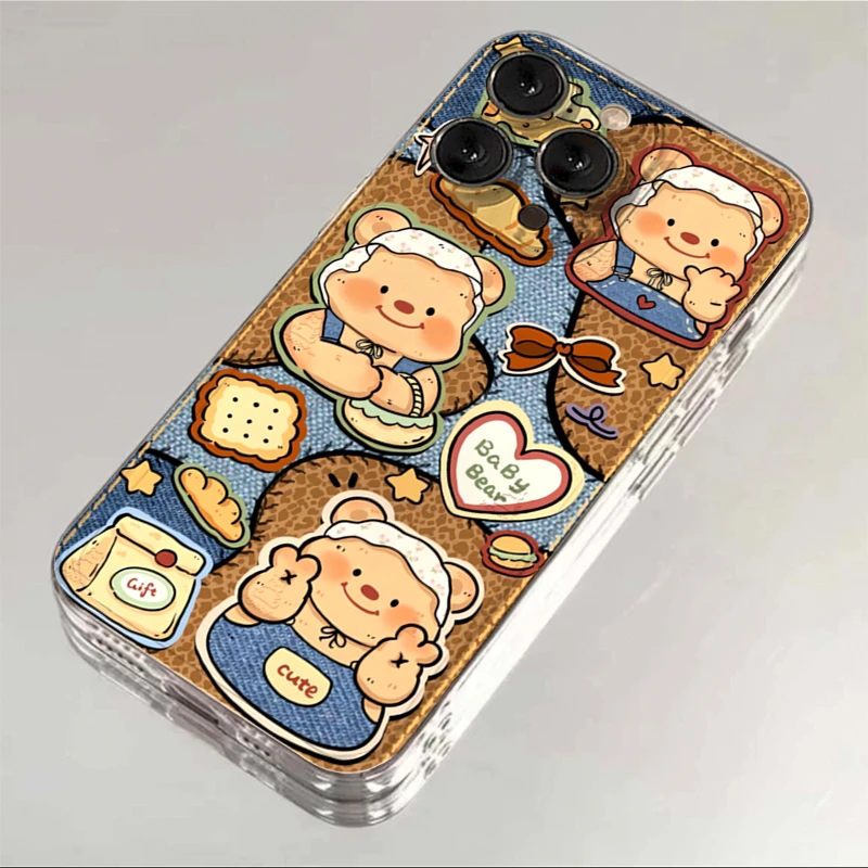 SMBLCE复古黄油小熊适用iphone15苹果14手机壳华为vivo小米oppo套