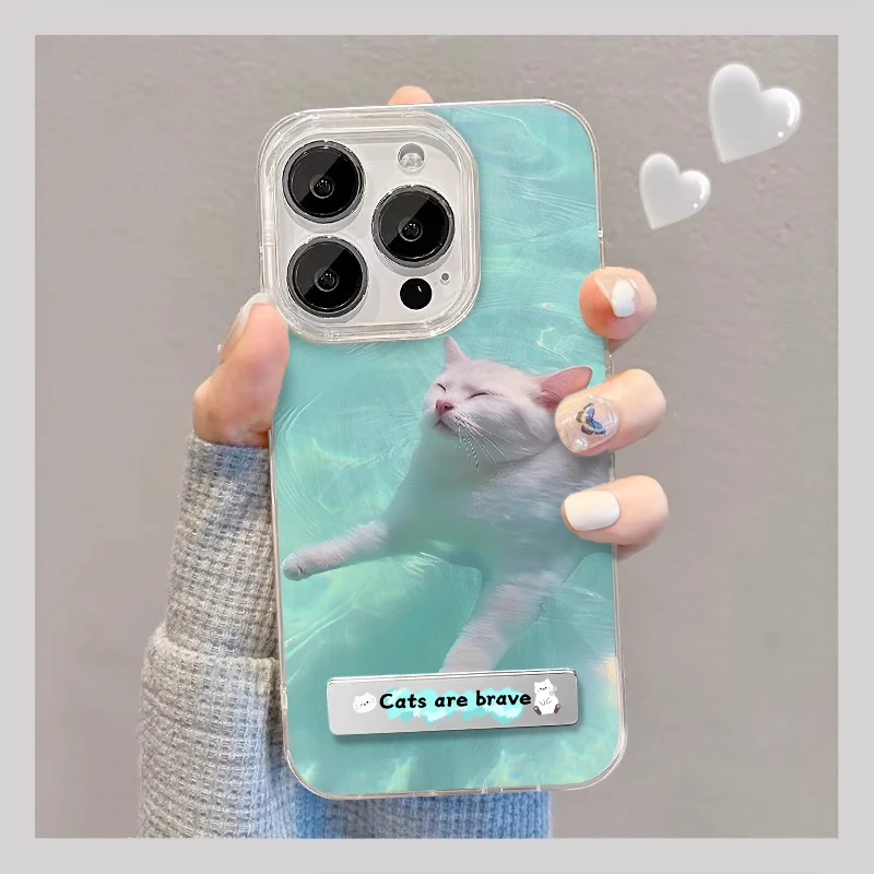 奥菲顿夏泳猫咪适用iPhone15/14/13羽纱手机壳华为vivo小米oppo套