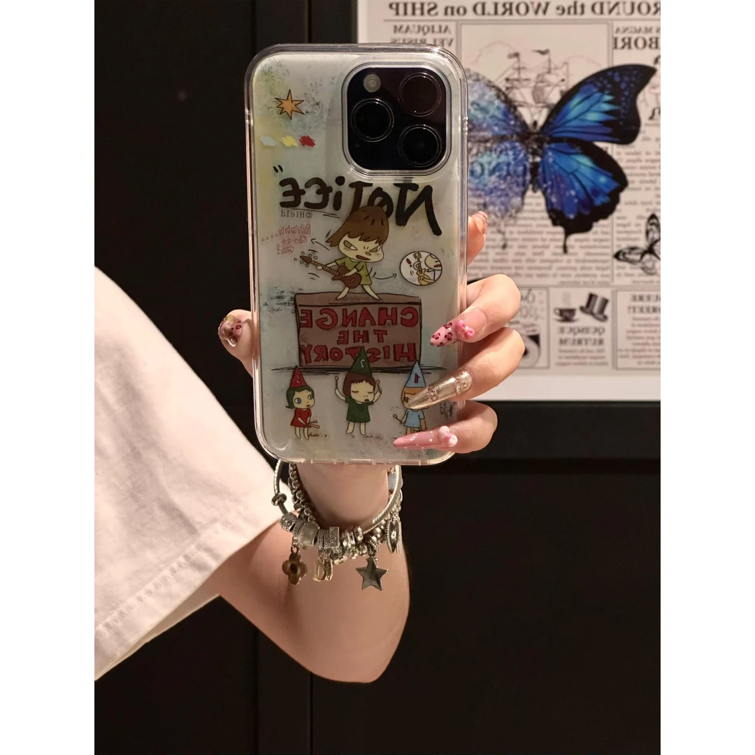 奥菲顿摇滚奈良美智适用iPhone16/15promax高透手机壳苹果13/12套