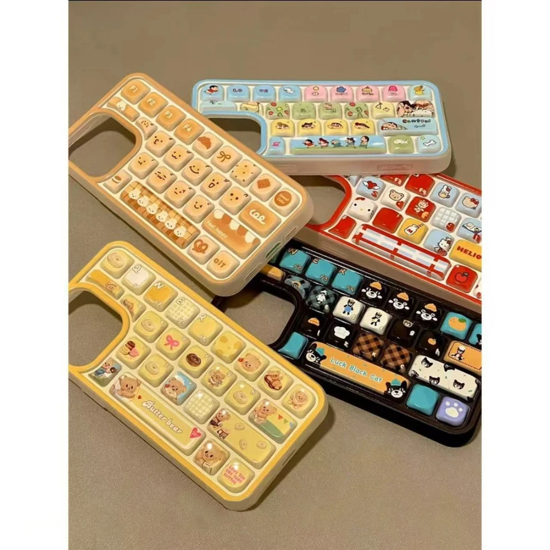 奥菲顿卡通插画立体键盘适用iPhone16/15全包苹果13/12手机壳14套