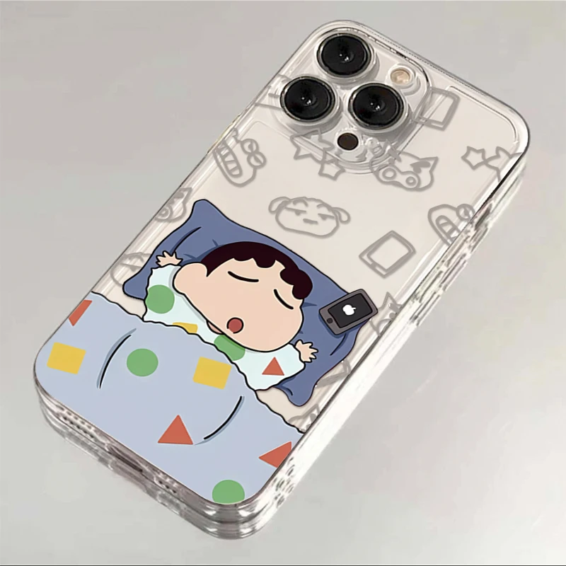 卡通睡觉小新适用iphone15/13/14苹果手机壳华为vivo小米oppo软套