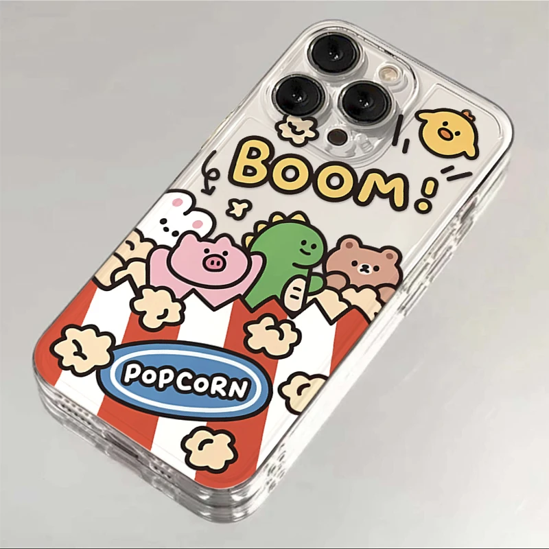可爱爆米花动物适用iphone15/13/14苹果12手机壳华为vivo小米oppo