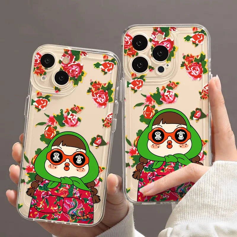 ins东北村花适用iphone15/13苹果14手机壳华为viv小米oppo软xr套