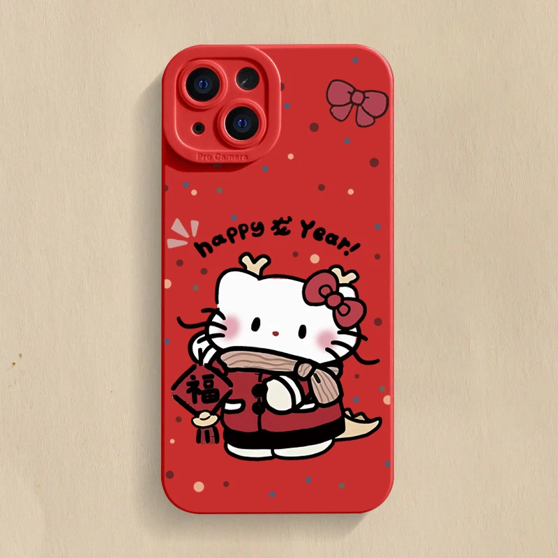 新年龙角凯蒂猫适用iPhone15/14promax手机壳11苹果13/12软xs套xr