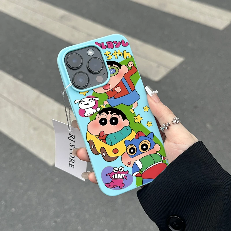 DINGLIN开车超人小新适用iPhone15PLus全包手机壳11苹果14/13/12P