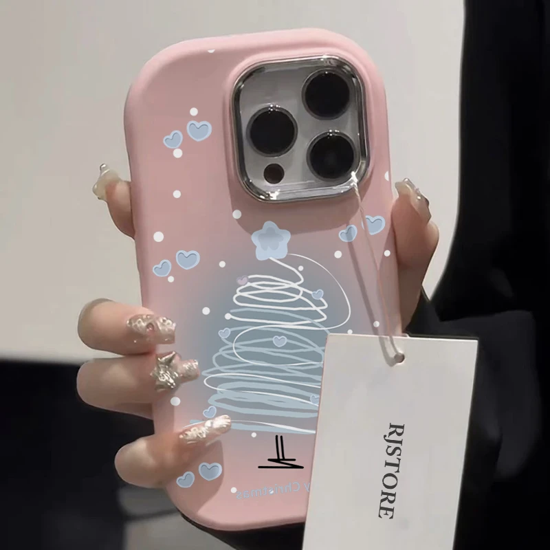 ins蓝晕圣诞树适用iPhone15/14promax手机壳苹果13/12/11软xr套xs