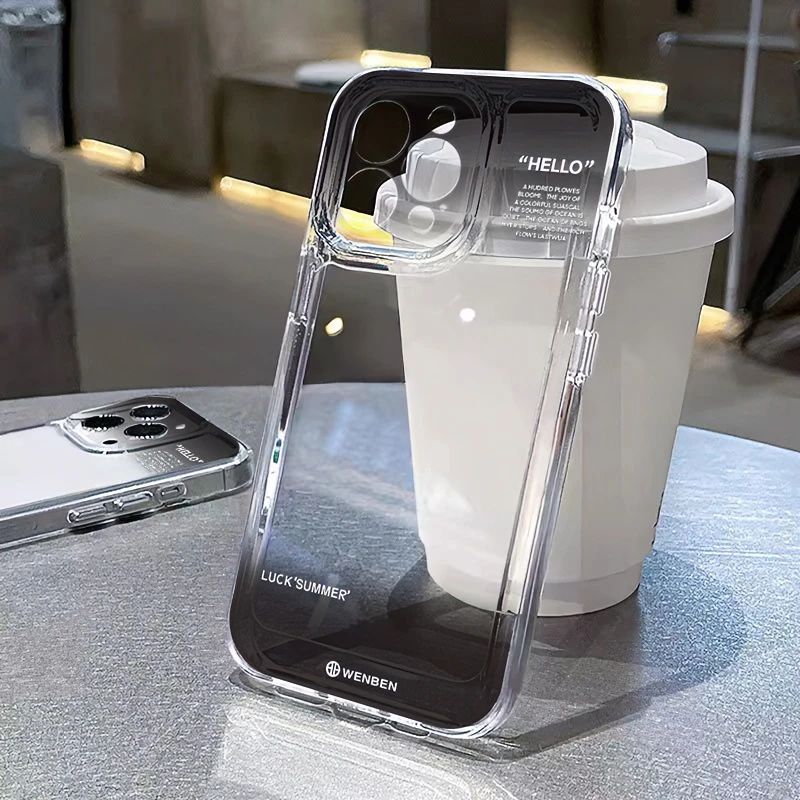 奥菲顿适用iphone15苹果14手机壳13华为vivo小米oppo渐变黑色英文