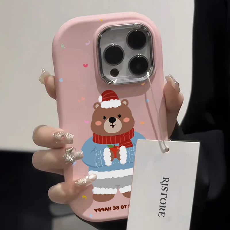 卡通圣诞毛衣熊适用iPhone15/14promax手机壳11苹果13/12软xr套xs