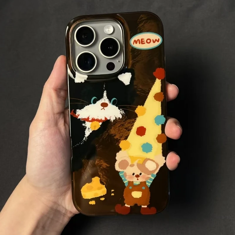 Lucky涂鸦高帽老鼠适用iPhone16/15promax冰川14手机壳苹果13套