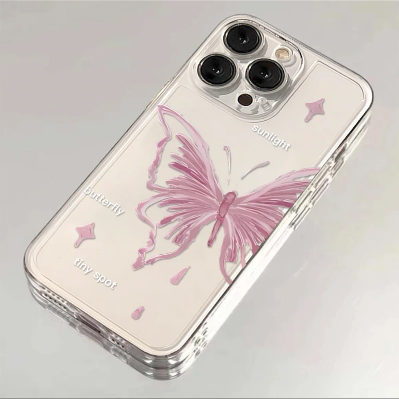 仙朵粉色星星蝴蝶iphone15/13苹果14手机壳华为vivo小米oppo套
