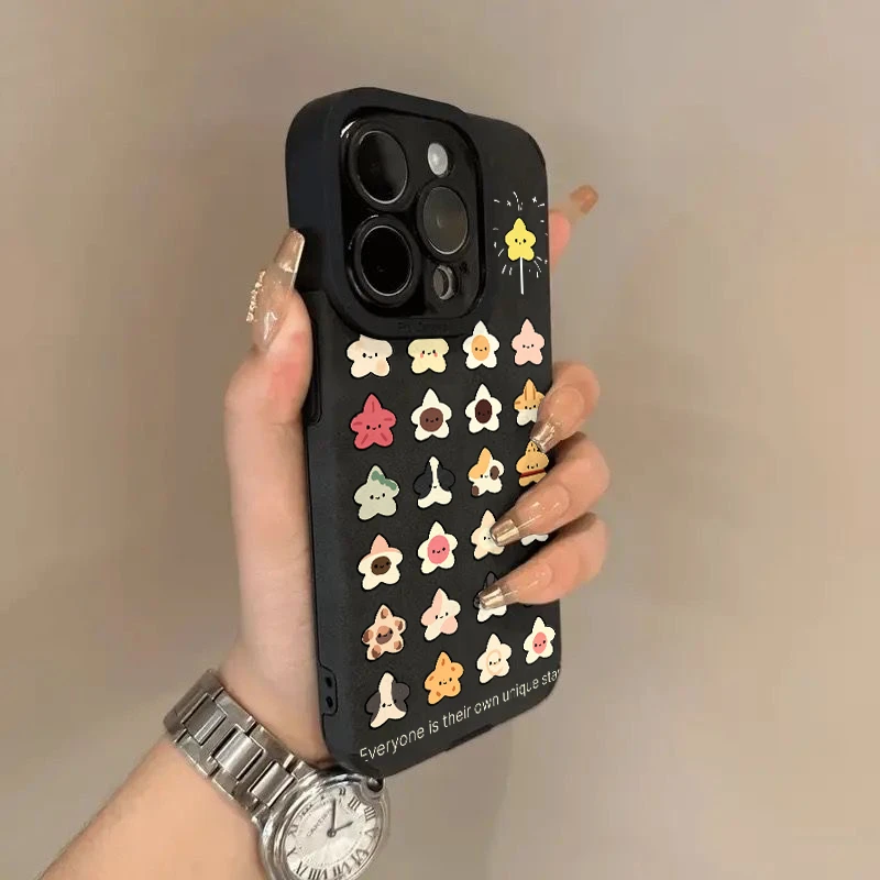 Lucky多个可爱星星适用iPhone16/15promax苹果手机壳14翻毛皮套