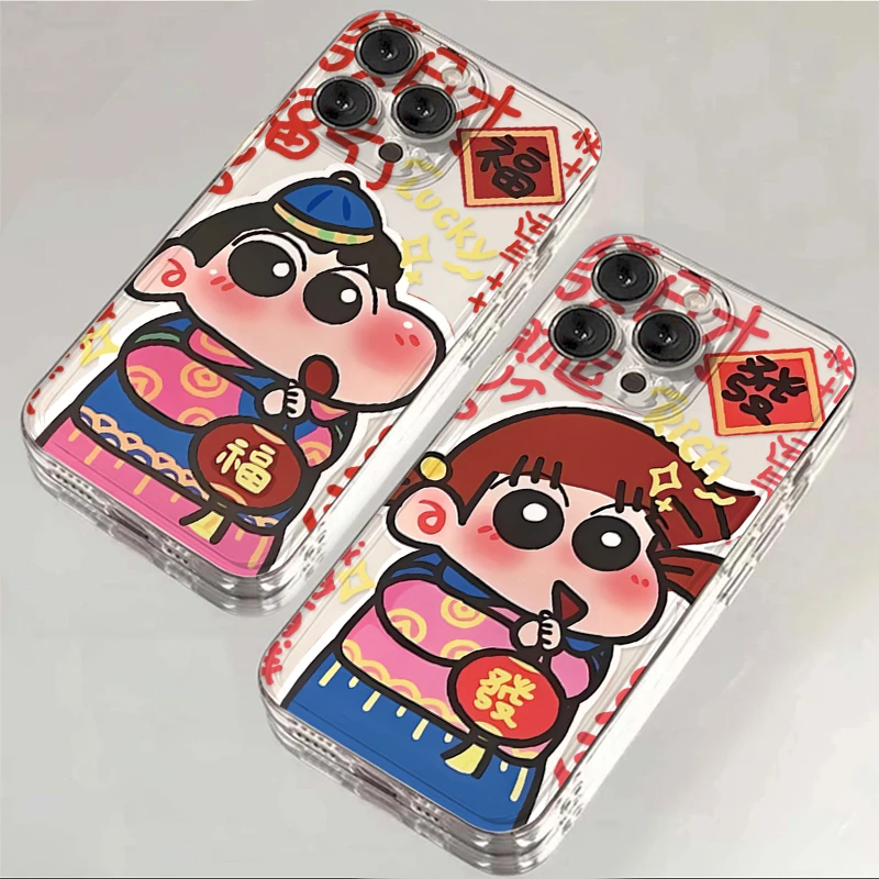 情侣福字灯笼小新适用iphone15苹果14手机壳13华为vivo小米oppo套
