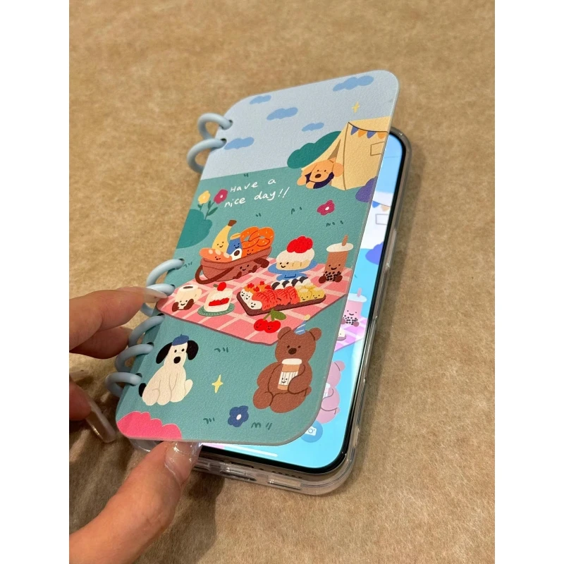 奥菲顿小动物野炊适用iPhone16/15promax苹果14翻盖手机壳13/12套