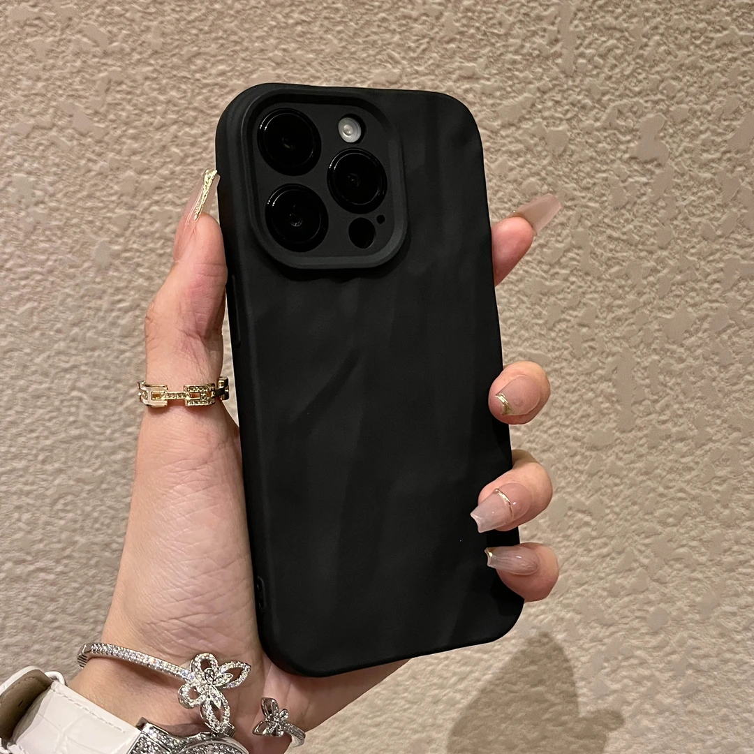 秋冬撞色磨砂褶皱纹适用iPhone15/14promax手机壳11苹果13/12软套