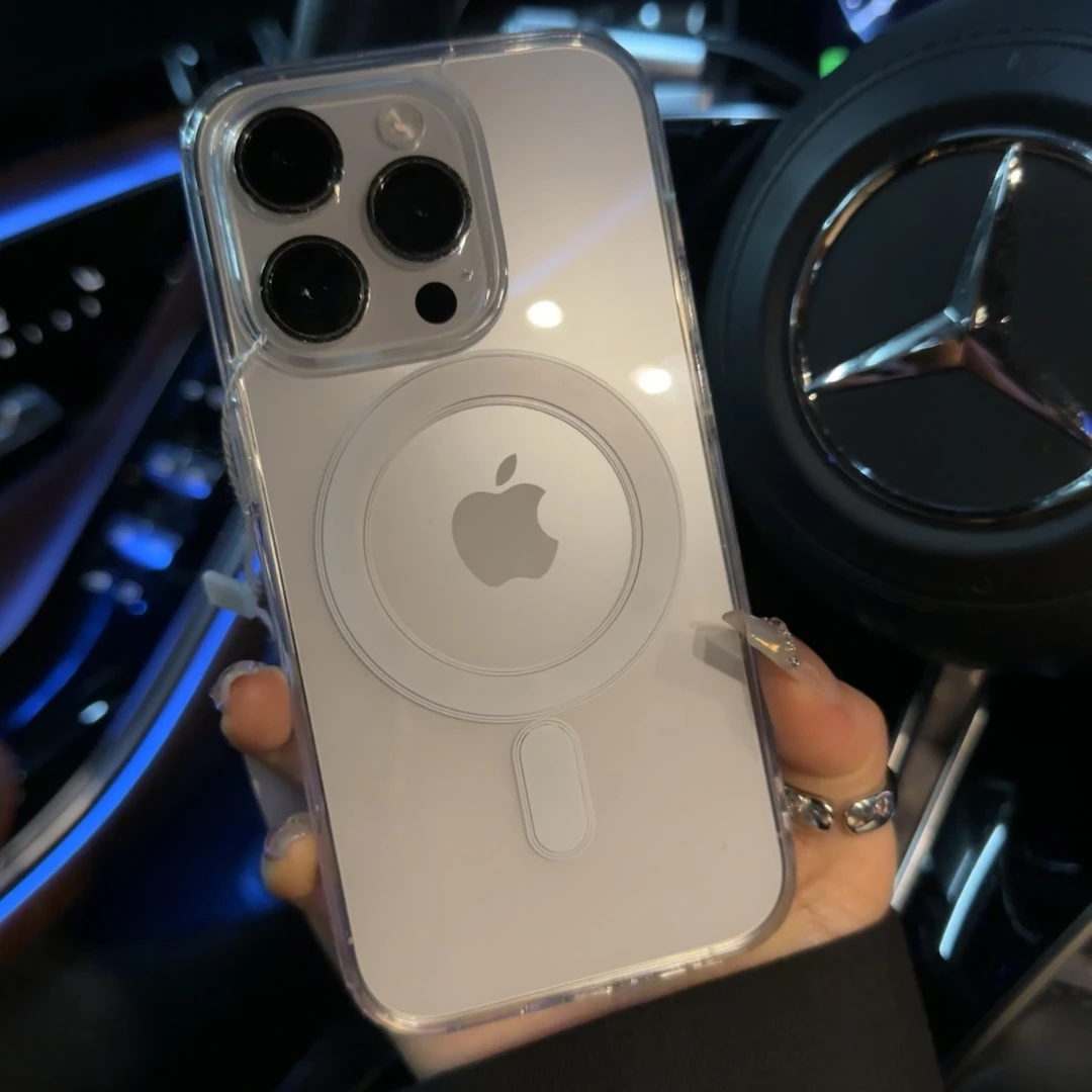 ins简约透明磁吸适用iPhone15promax手机壳苹果14pro高级11/12/13