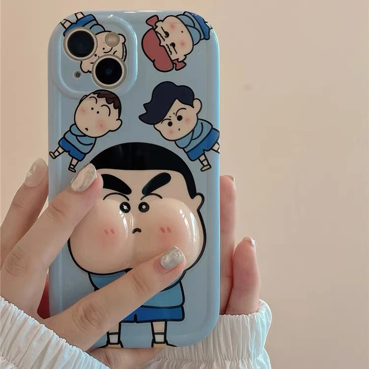 奥菲顿生气鼓脸小新苹果15/14promax手机壳iPhone13/12捏捏11软壳