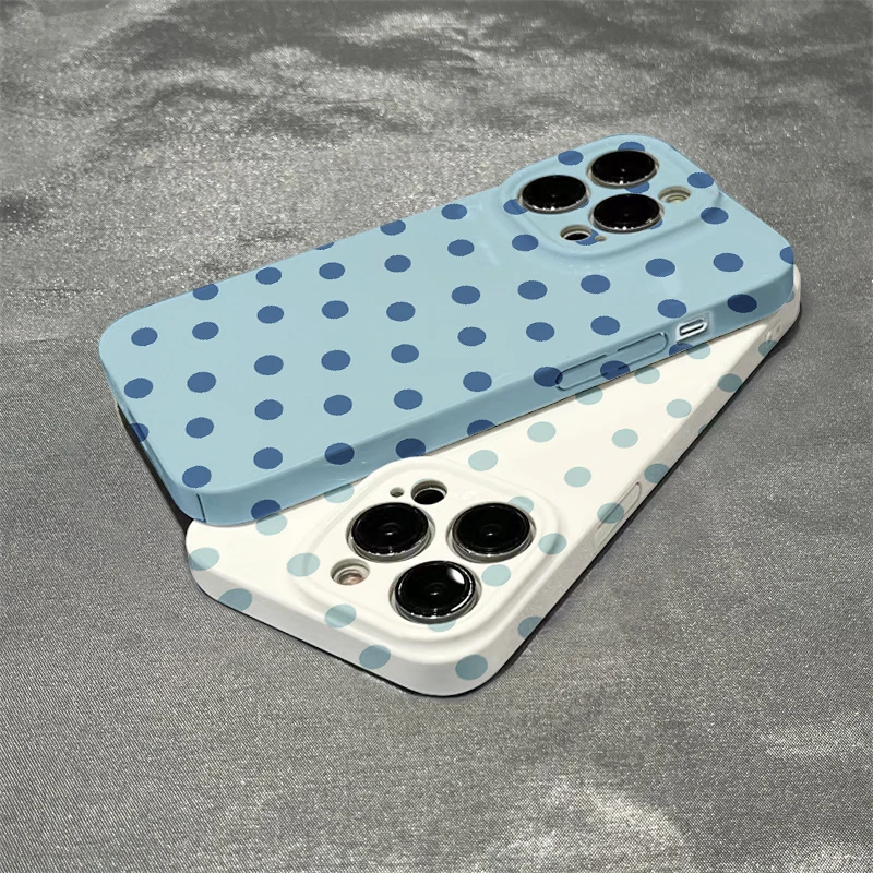 奥菲顿满屏蓝色波点苹果14/13/15手机壳华为vivo小米oppo菲林硬壳