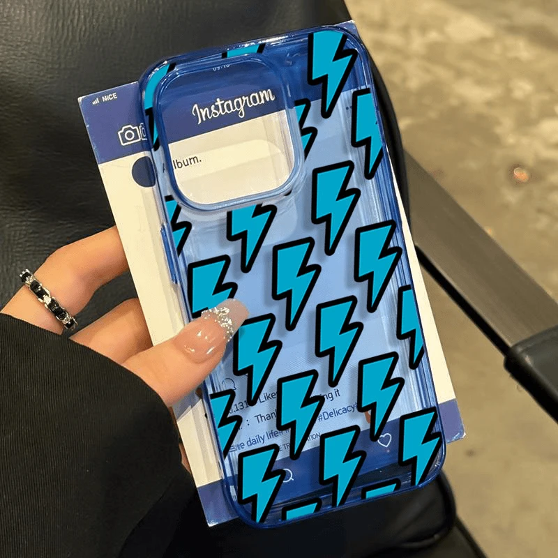 奥菲顿蓝色闪电标志适用iPhone16/15pro透蓝14手机软壳12苹果13套