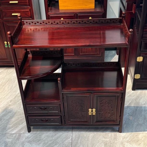 则言红木家具  黑酸枝茶水柜80公分