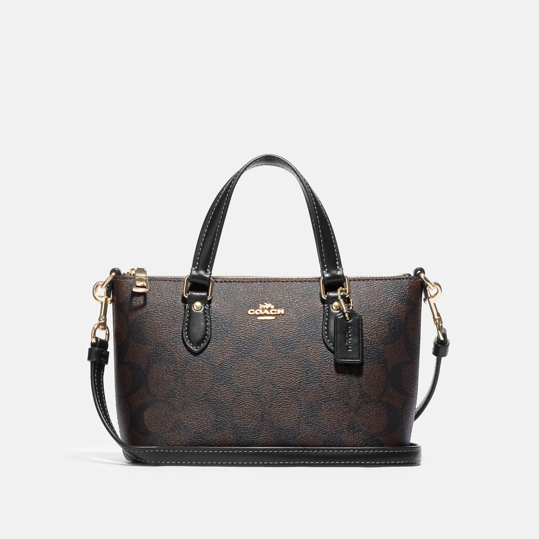 COACH/蔻驰深棕logo迷你Gallery饺子包小托特HI CH468