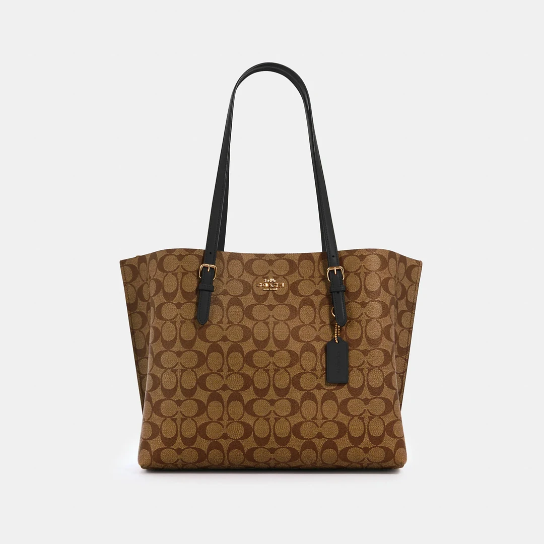 COACH/蔻驰卡其黑Logo 大号Mollie托特包 1665IMCBI