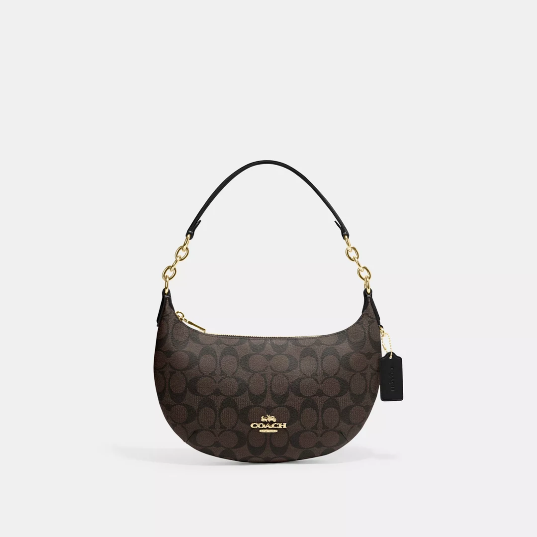 COACH/蔻驰老花深棕logo Payton月牙包腋下包 CE620IMAA8
