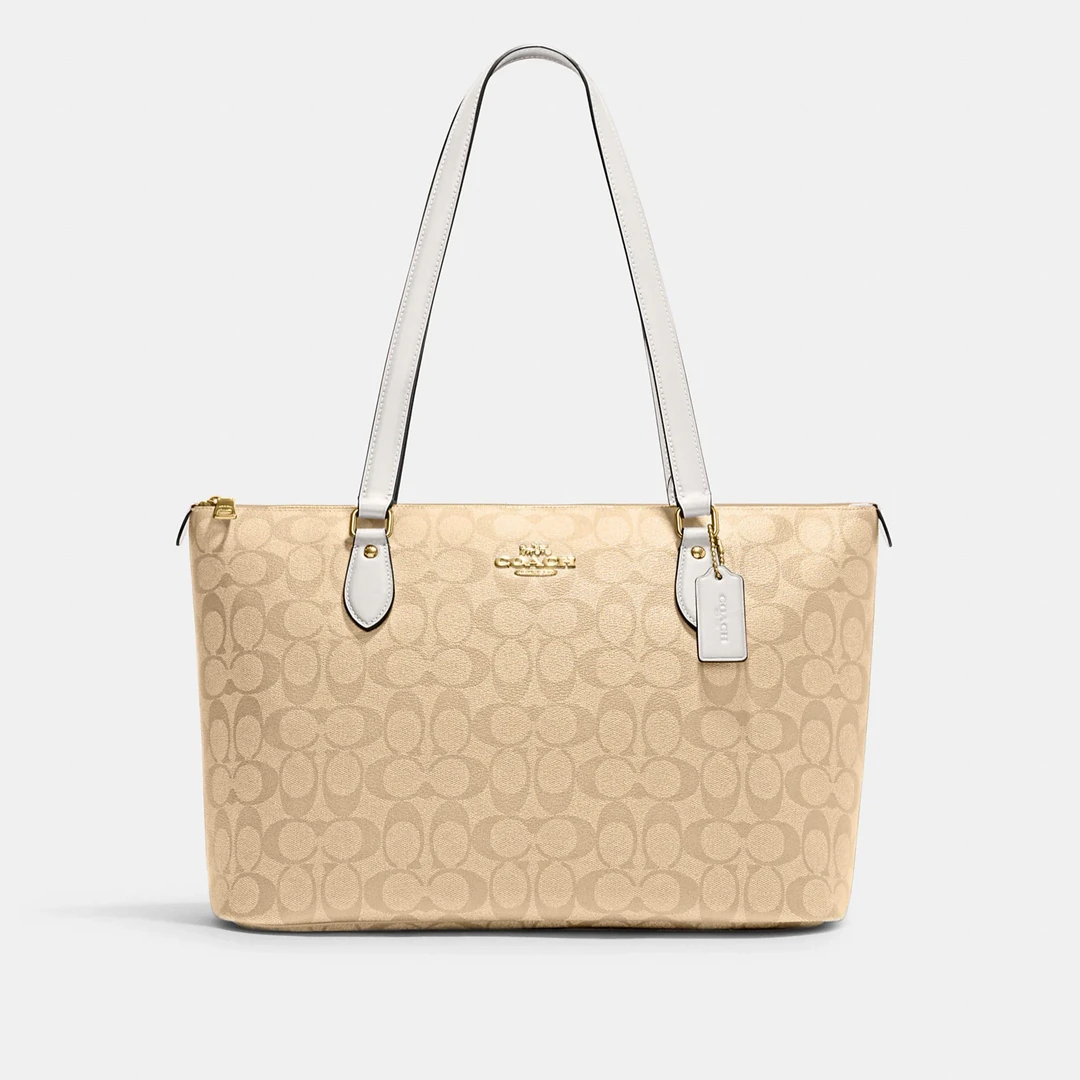 COACH/蔻驰gallery卡其白logo拉链托特包手提单肩CH504IMDQC
