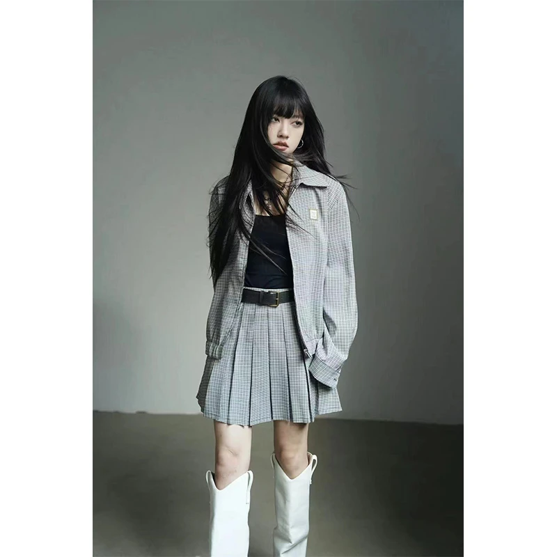 呆毛DM.FACTORY 【8.30上新】早秋休闲感格子半裙+外套套装DMX3011