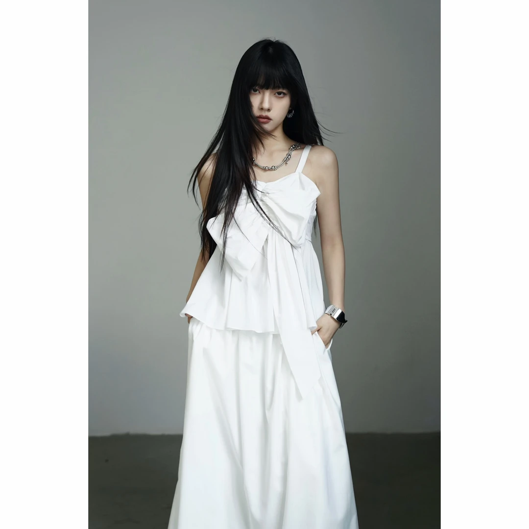 【现货】呆毛DM.FACTORY 夏季法式气质蝴蝶结短款吊带DMS2763