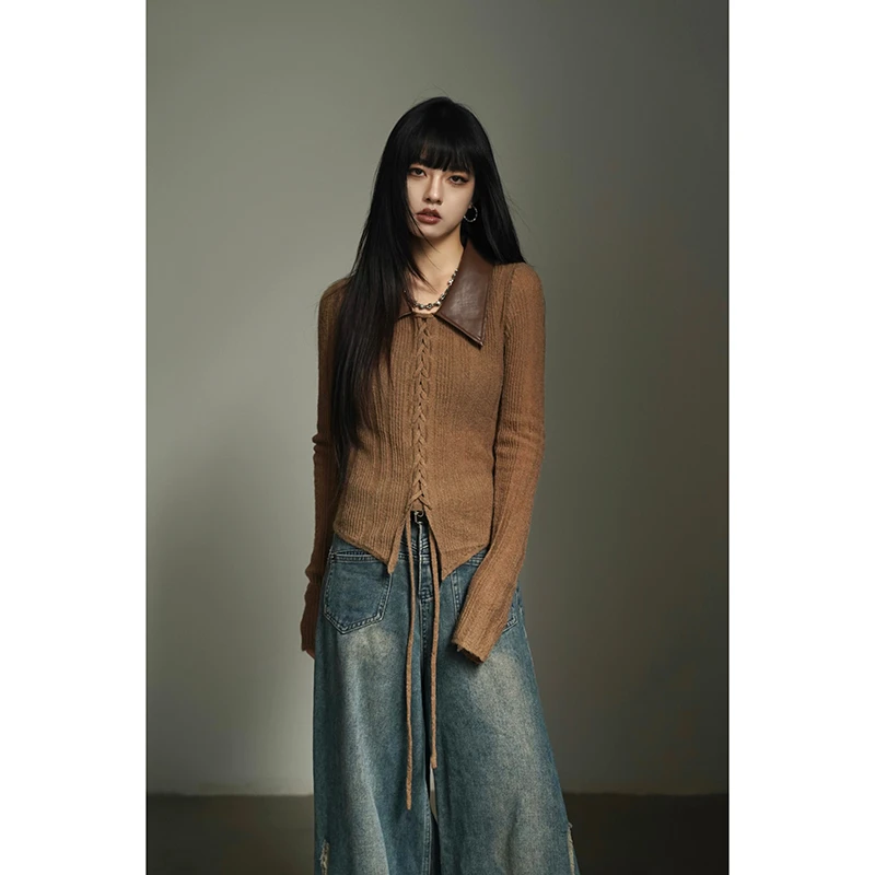 呆毛DM.FACTORY 【9.8上新】秋季法式小众休闲翻领毛衣DMSJ2998