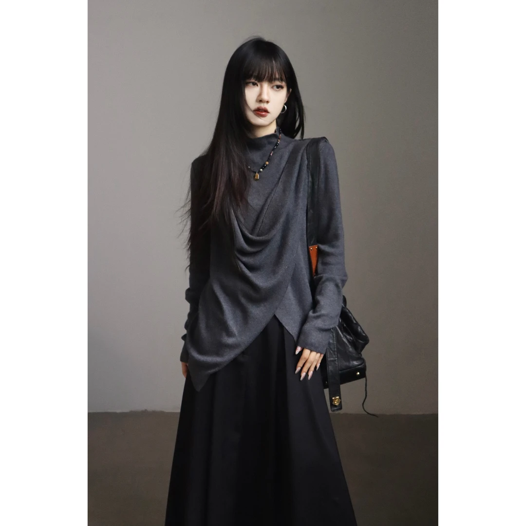 呆毛DM.FACTORY 【香榭街雨】秋冬新款小众设计感修身上衣DMJ3247