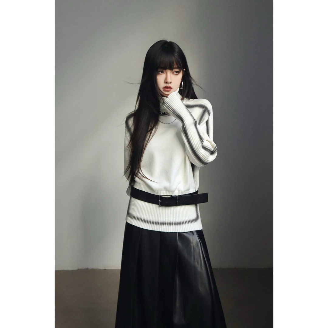 呆毛DM.FACTORY 【解构玩家】秋冬高领套头百搭带腰带毛衣DMX3181