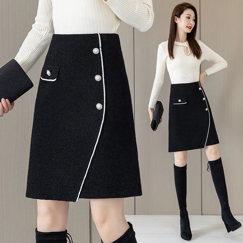 2024年秋冬季新款法式时尚小香风高腰显瘦半身裙百搭气质a字短裙