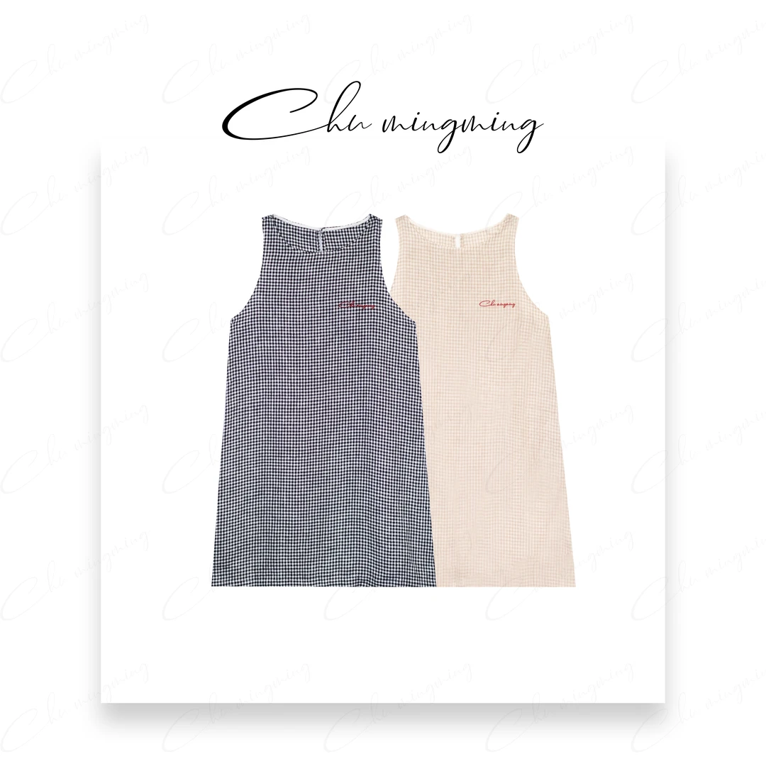 【CHU/2024SSNEW】原创设计《光影》时尚百搭休闲细格纹背心上衣XY22