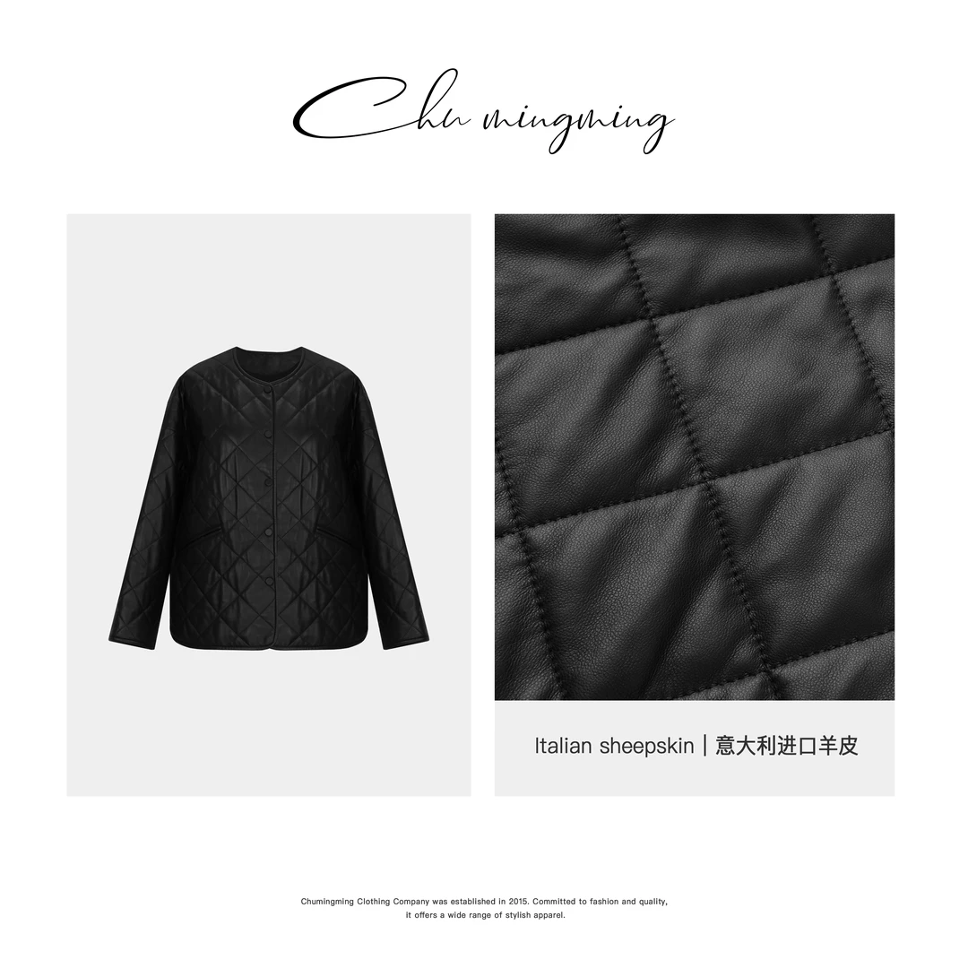【CHU/2024SSNEW】原创设计《油墨》菱格羊皮外套BC03