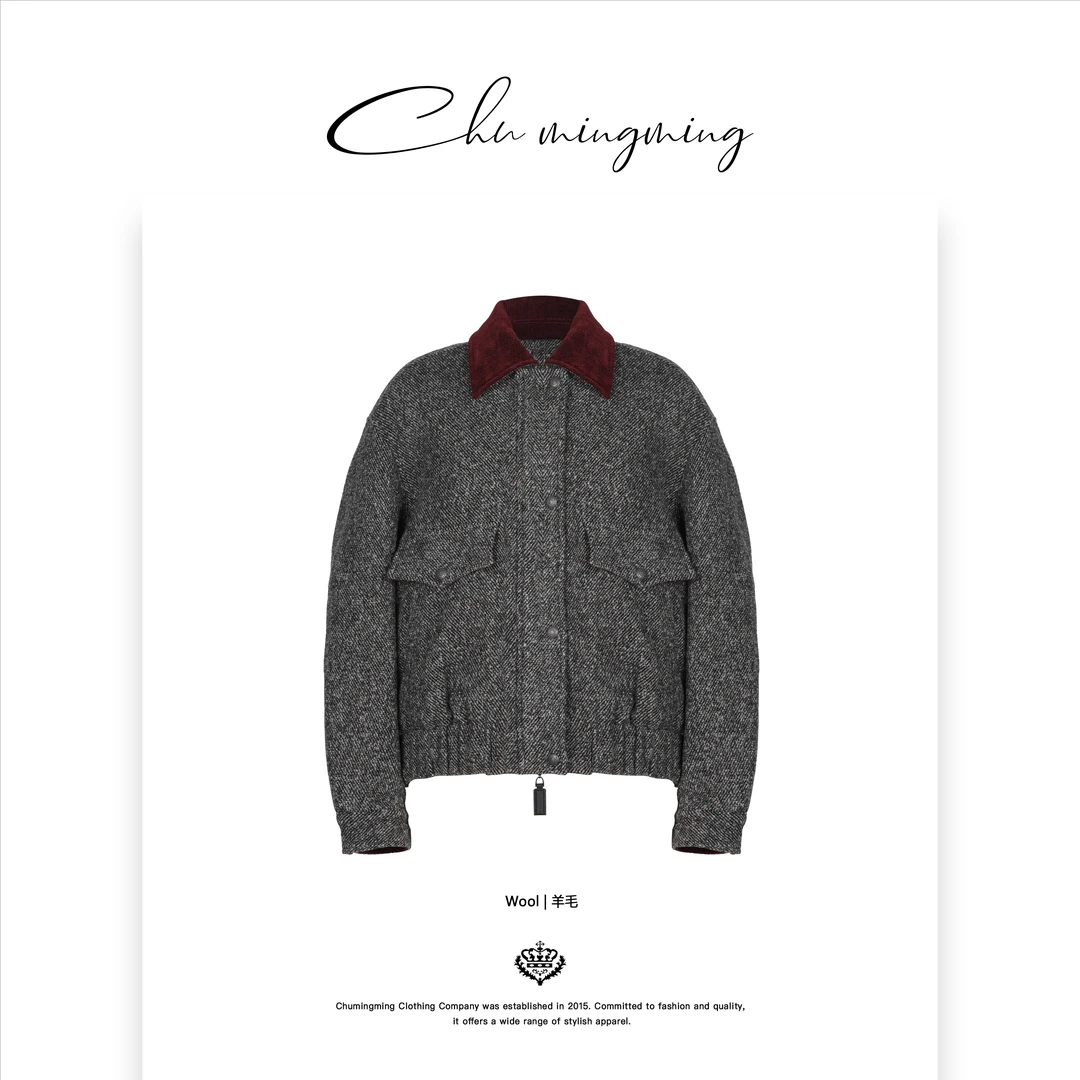 【CHU/2024SSNEW】原创设计《拾川》暗纹拼色羊毛外套XYJ10