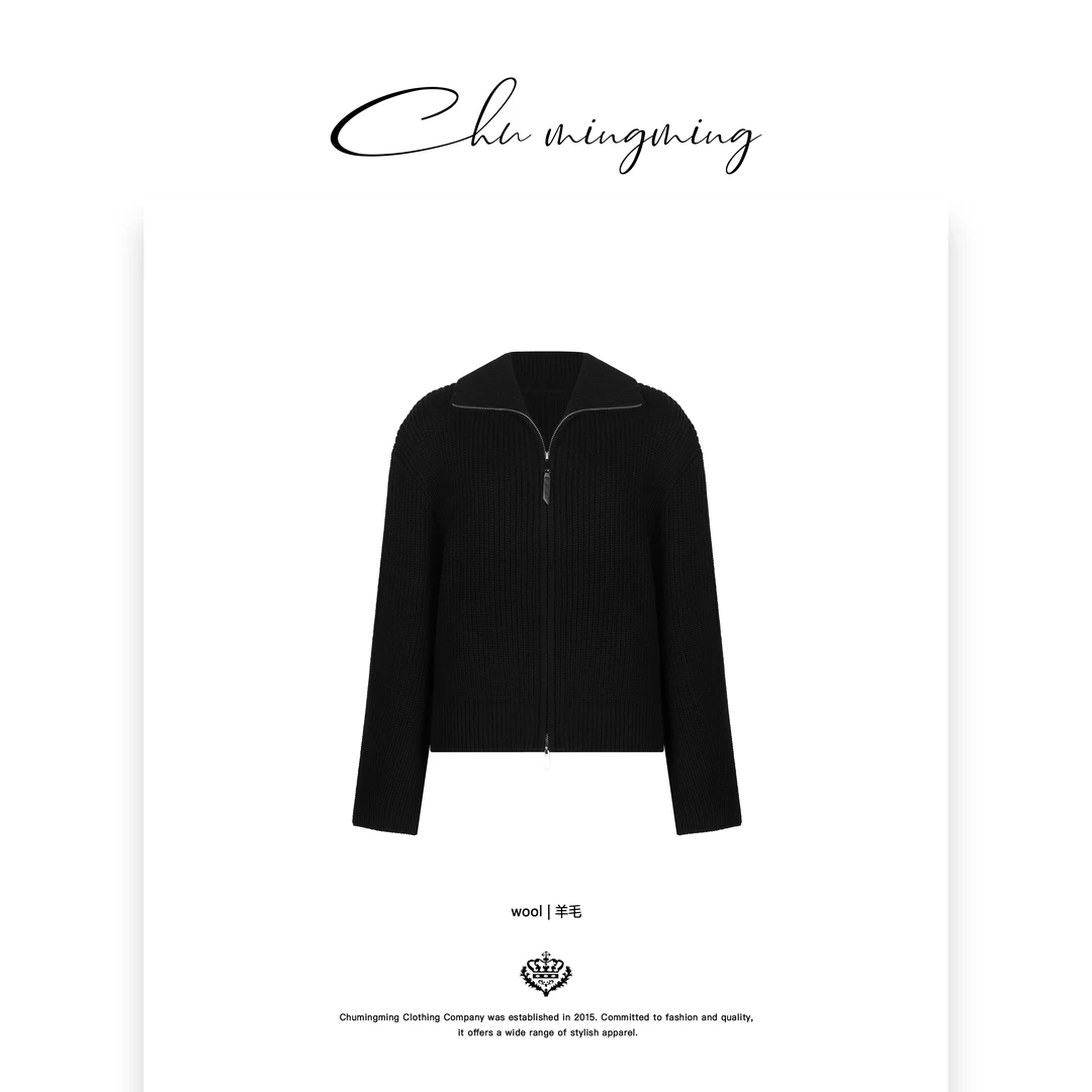 【CHU/2024SSNEW】原创设计《落日》翻领素色毛衣YR127