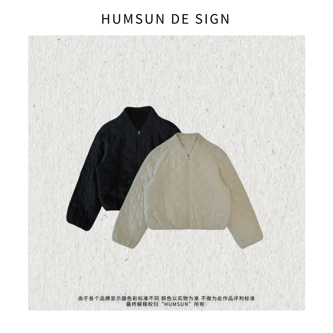 HUMSUN/禾木笙「LU系经典」重磅立体波浪绗缝棒球领百搭棉服 24E395