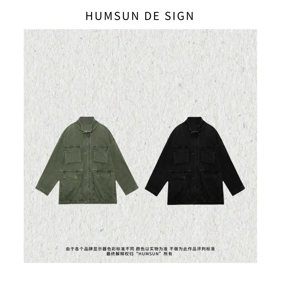 HUMSUN/禾木笙Y「城市旅人」重工水洗多口袋做旧夹棉外套 24E256