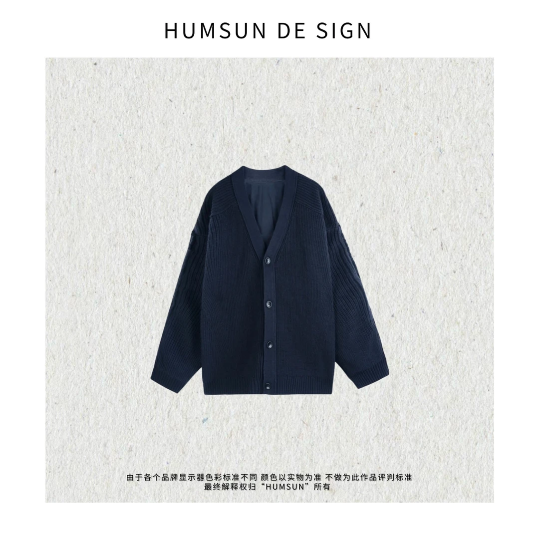 HUMSUN/禾木笙 厚密有型！复古棒针解构拼接AB款夹棉外套 24E166