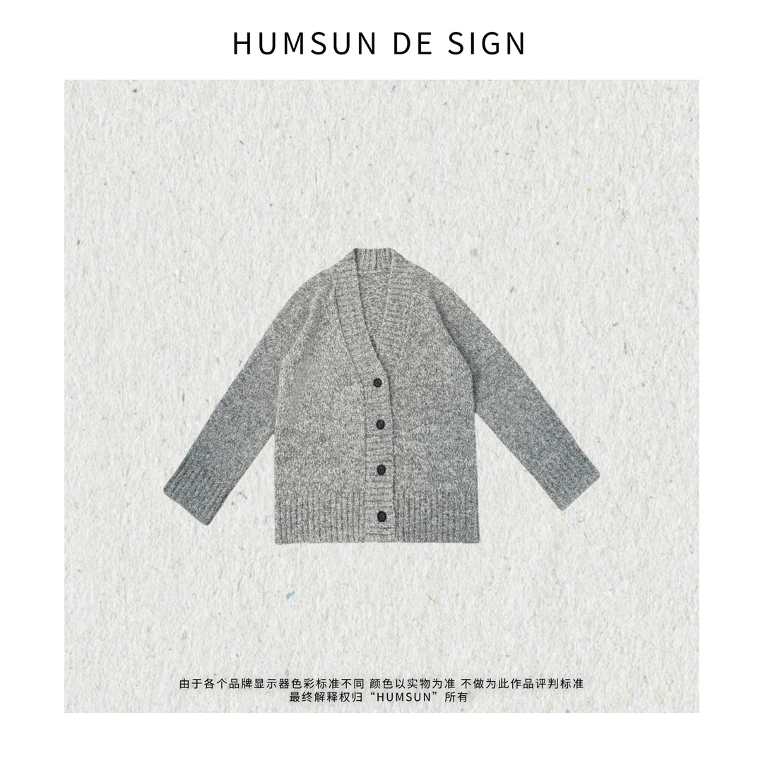 HUMSUN/禾木笙「糖霜雪顶」B*C重磅定纺花纱茧型针织开衫 24E415